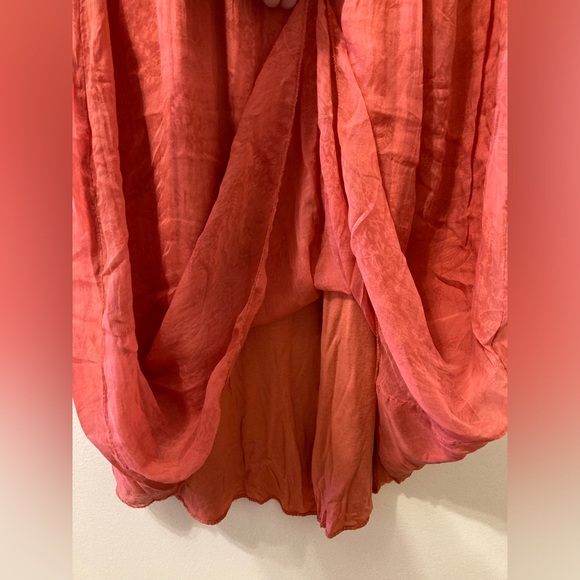 100% silk racerback pink/coral a-line dress with sequins - Picture 6 of 10